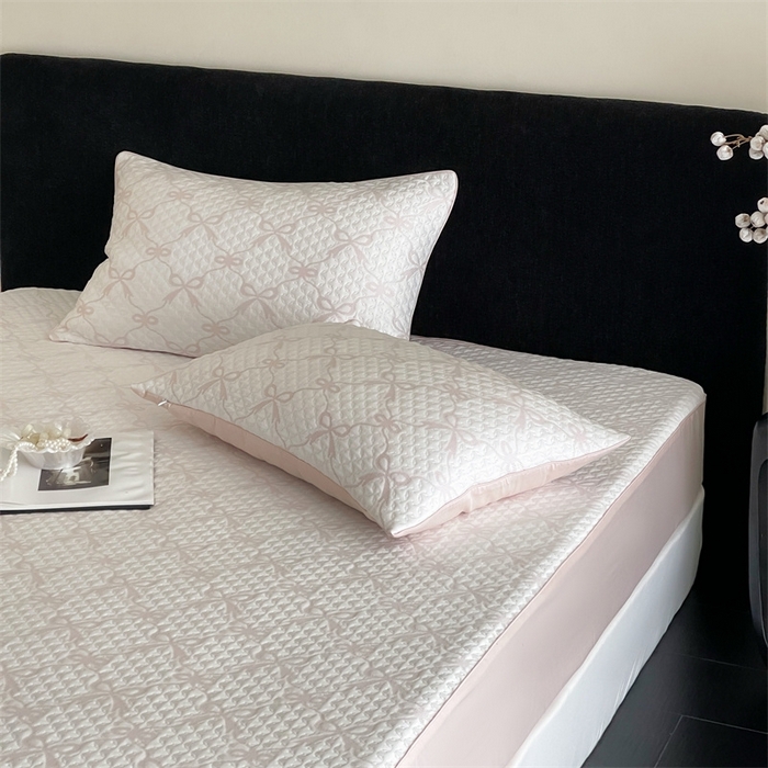 91家纺网 家纺一手货源 找家纺 赫帛 2025春夏新款日本ICE 3D Max进口冷感软凉席空调席 蝴蝶结-浅粉