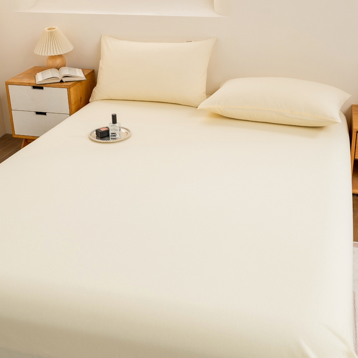 91家纺网 家纺一手货源 找家纺 居美良品 2026新款100%全棉色织水洗棉A类纯棉床单单品床单床单单件 奶昔-白