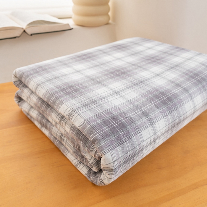 居美良品 2026新款100%全棉色织水洗棉A类纯棉床单单品床单床单单件 烟雨-灰