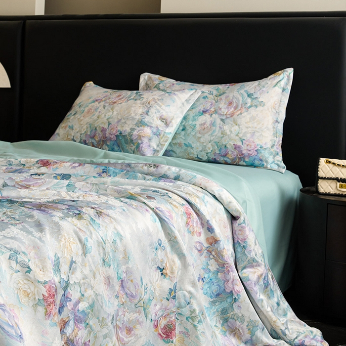 91家纺网 家纺一手货源 找家纺 莱欧纳家纺 2026新款亲肤夏被四件套 夏被-梦澜青