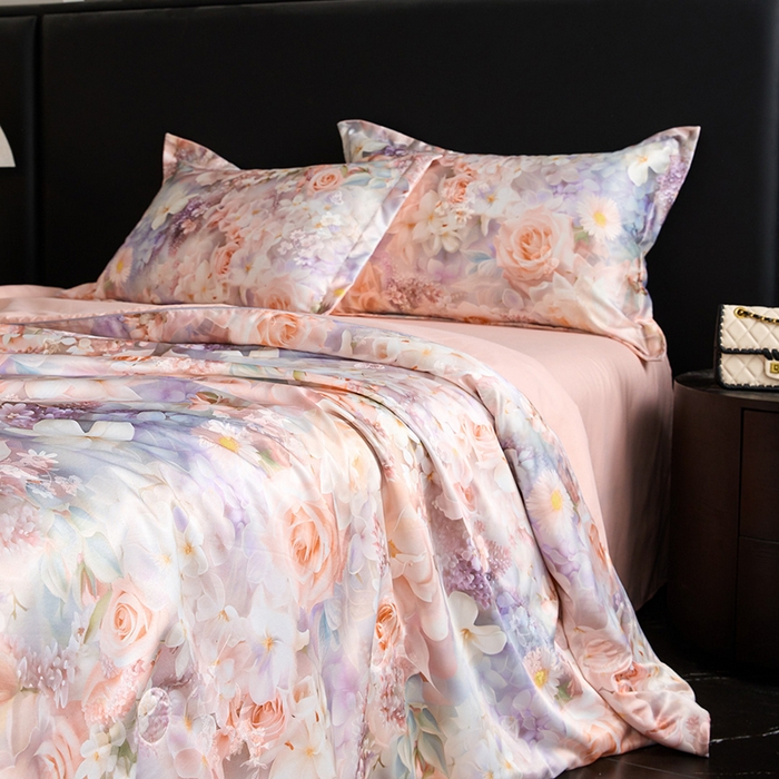 91家纺网 家纺一手货源 找家纺 莱欧纳家纺 2026新款亲肤夏被四件套 夏被-雅典娜粉