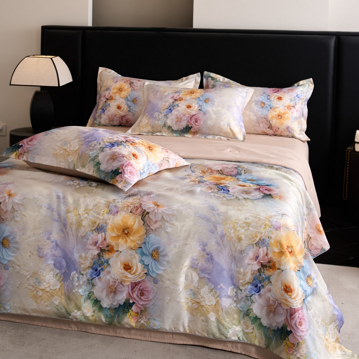 91家纺网 家纺一手货源 找家纺 莱欧纳家纺 2026新款亲肤夏被四件套 夏被-初雪米桔