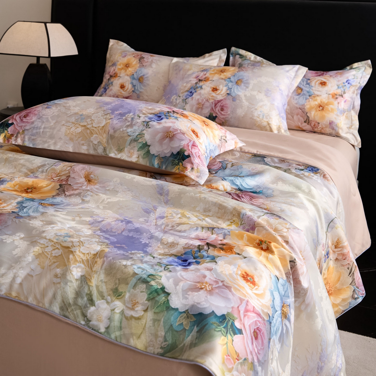 91家纺网 家纺一手货源 找家纺 莱欧纳家纺 2026新款亲肤夏被四件套 夏被-初雪米桔