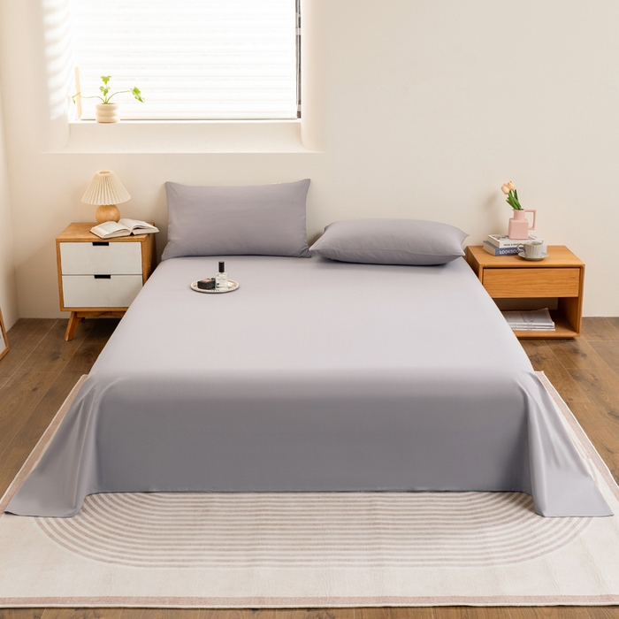 91家纺网 家纺一手货源 找家纺 居美良品 2026新款100%全棉色织水洗棉A类纯棉床单单品床单床单单件 高冷灰