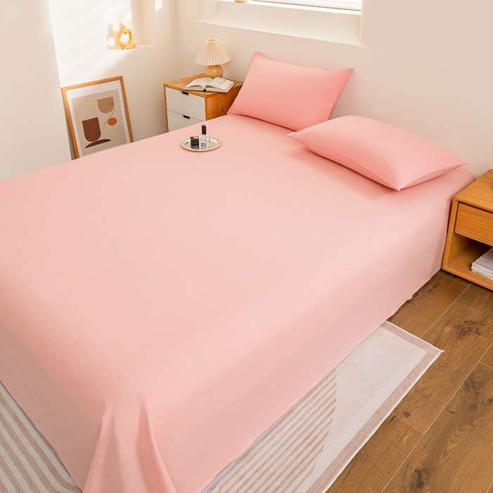 91家纺网 家纺一手货源 找家纺 居美良品 2026新款100%全棉色织水洗棉A类纯棉床单单品床单床单单件 珊瑚玉