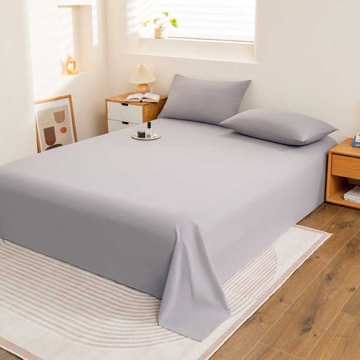 91家纺网 家纺一手货源 找家纺 居美良品 2026新款100%全棉色织水洗棉A类纯棉床单单品床单床单单件 高冷灰