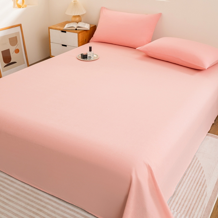 91家纺网 家纺一手货源 找家纺 居美良品 2026新款100%全棉色织水洗棉A类纯棉床单单品床单床单单件 珊瑚玉