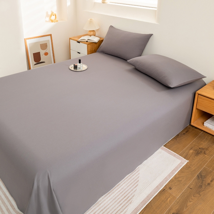 91家纺网 家纺一手货源 找家纺 居美良品 2026新款100%全棉色织水洗棉A类纯棉床单单品床单床单单件 经典灰