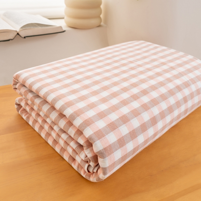 居美良品 2026新款100%全棉色织水洗棉A类纯棉床单单品床单床单单件 咖小格