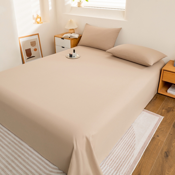 91家纺网 家纺一手货源 找家纺 居美良品 2026新款100%全棉色织水洗棉A类纯棉床单单品床单床单单件 香槟咖