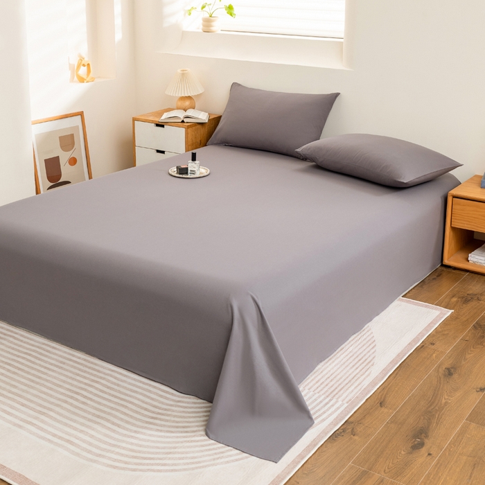 91家纺网 家纺一手货源 找家纺 居美良品 2026新款100%全棉色织水洗棉A类纯棉床单单品床单床单单件 经典灰