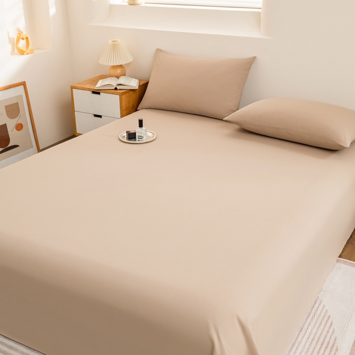 91家纺网 家纺一手货源 找家纺 居美良品 2026新款100%全棉色织水洗棉A类纯棉床单单品床单床单单件 香槟咖