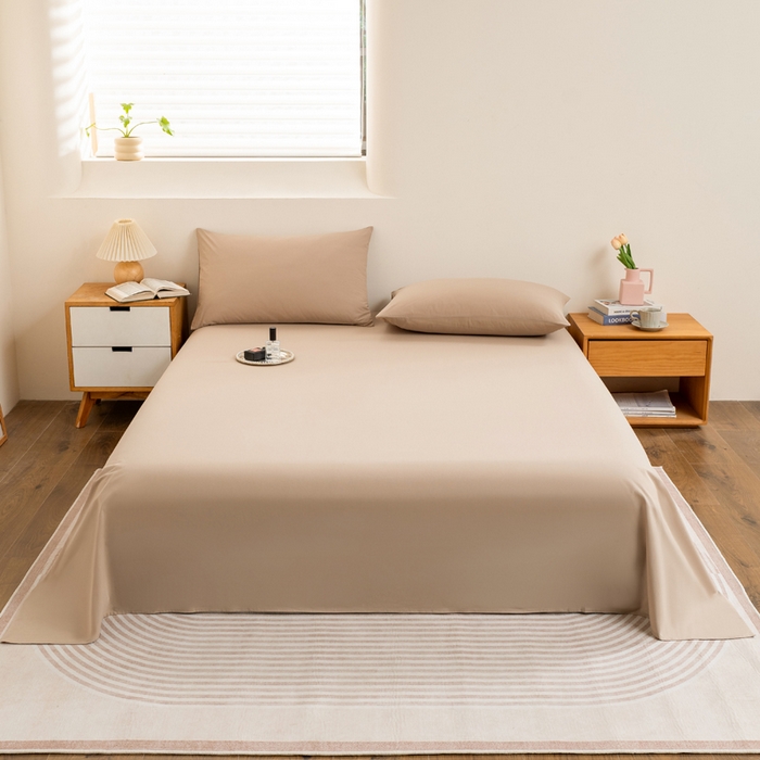 91家纺网 家纺一手货源 找家纺 居美良品 2026新款100%全棉色织水洗棉A类纯棉床单单品床单床单单件 香槟咖