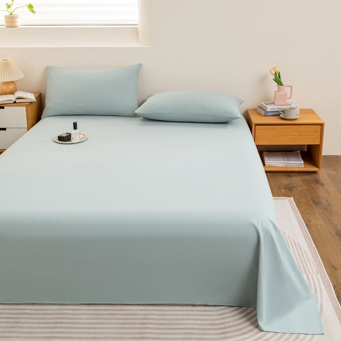 91家纺网 家纺一手货源 找家纺 居美良品 2026新款100%全棉色织水洗棉A类纯棉床单单品床单床单单件 碧波青