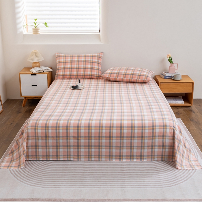 91家纺网 家纺一手货源 找家纺 居美良品 2026新款100%全棉色织水洗棉A类纯棉床单单品床单床单单件 静雅-玉