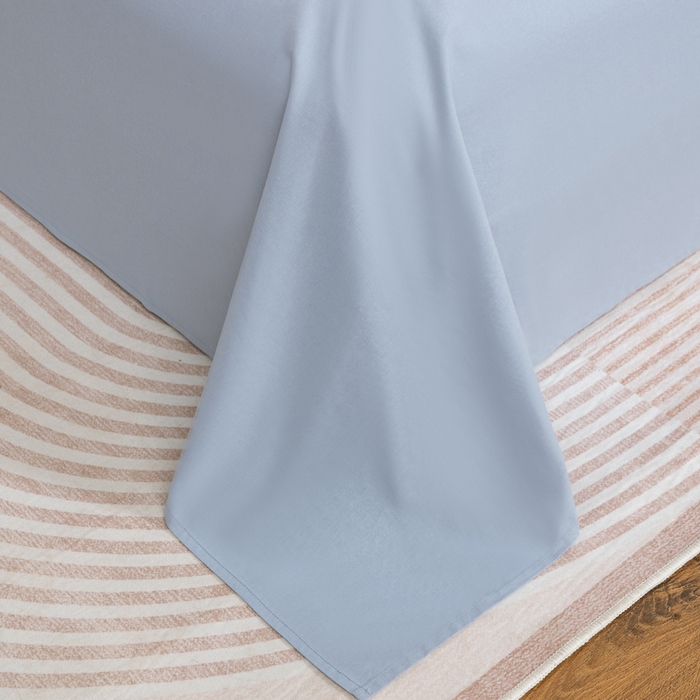 91家纺网 家纺一手货源 找家纺 居美良品 2026新款100%全棉色织水洗棉A类纯棉床单单品床单床单单件 浅水蓝