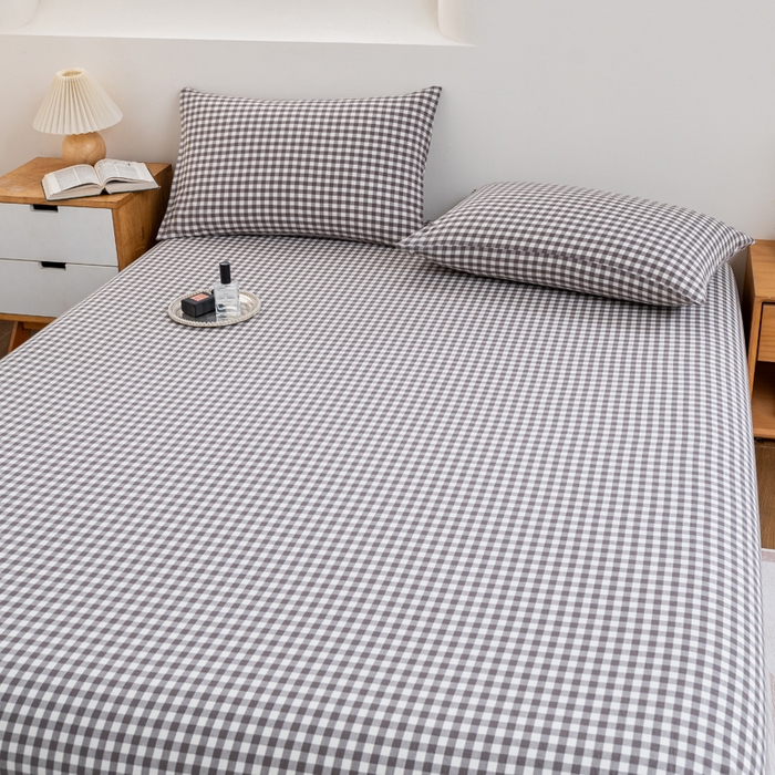 91家纺网 家纺一手货源 找家纺 居美良品 2026新款100%全棉色织水洗棉A类纯棉床单单品床单床单单件 灰小格