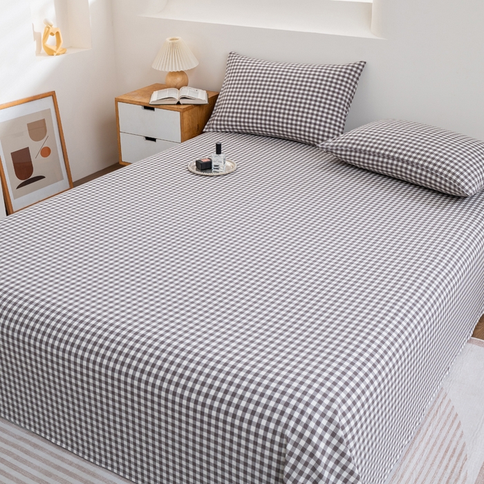 91家纺网 家纺一手货源 找家纺 居美良品 2026新款100%全棉色织水洗棉A类纯棉床单单品床单床单单件 灰小格