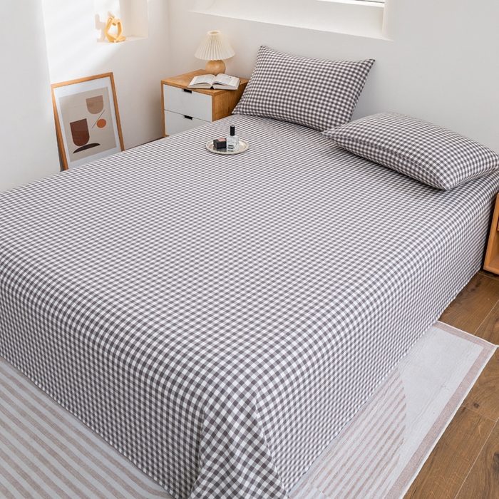 91家纺网 家纺一手货源 找家纺 居美良品 2026新款100%全棉色织水洗棉A类纯棉床单单品床单床单单件 灰小格