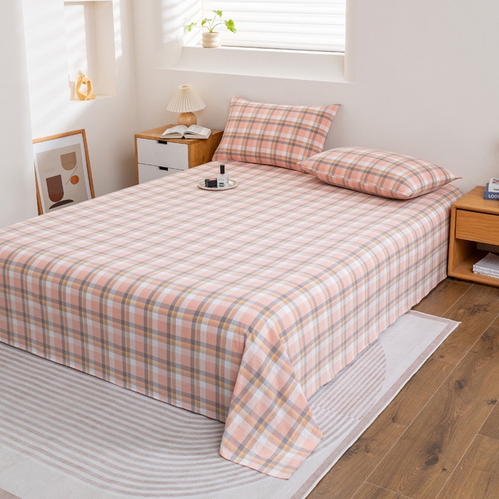 91家纺网 家纺一手货源 找家纺 居美良品 2026新款100%全棉色织水洗棉A类纯棉床单单品床单床单单件 静雅-玉