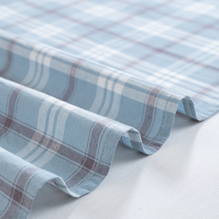 91家纺网 家纺一手货源 找家纺 居美良品 2026新款100%全棉色织水洗棉A类纯棉床单单品床单床单单件 迷雾-蓝