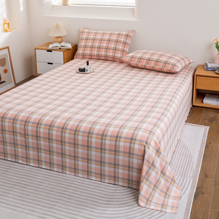 91家纺网 家纺一手货源 找家纺 居美良品 2026新款100%全棉色织水洗棉A类纯棉床单单品床单床单单件 静雅-玉