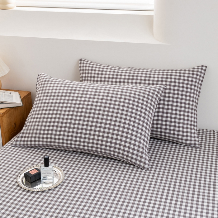 91家纺网 家纺一手货源 找家纺 居美良品 2026新款100%全棉色织水洗棉A类纯棉床单单品床单床单单件 灰小格