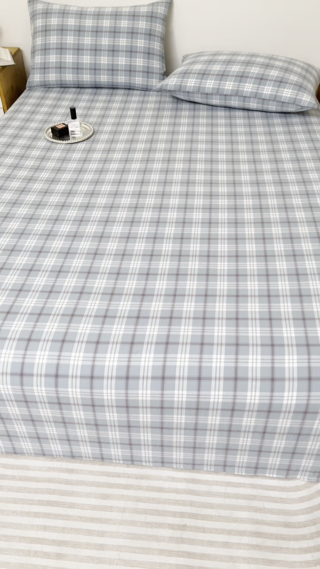 91家纺网 家纺一手货源 找家纺 居美良品 2026新款100%全棉色织水洗棉A类纯棉床单单品床单床单单件 迷雾-蓝