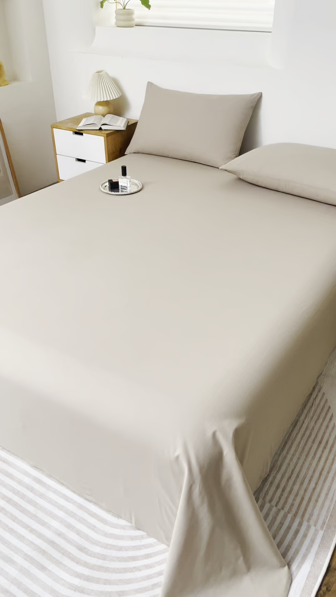 91家纺网 家纺一手货源 找家纺 居美良品 2026新款100%全棉色织水洗棉A类纯棉床单单品床单床单单件 香槟咖