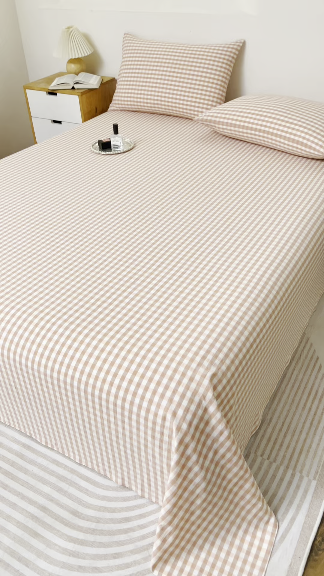 91家纺网 家纺一手货源 找家纺 居美良品 2026新款100%全棉色织水洗棉A类纯棉床单单品床单床单单件 咖小格