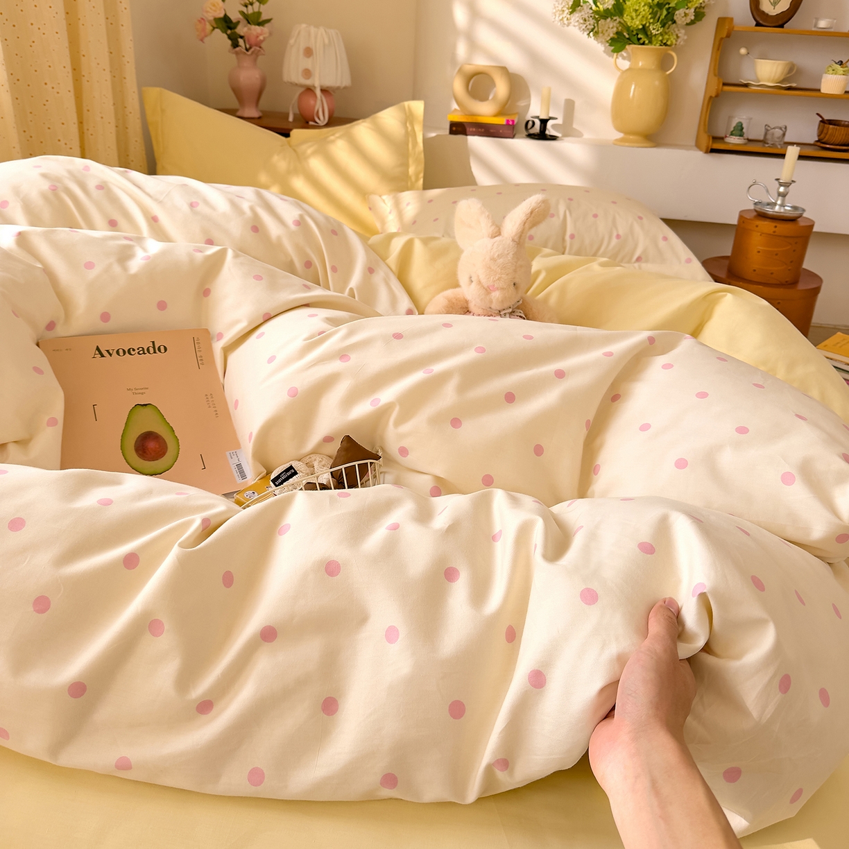 91家纺网 家纺一手货源 找家纺 DoDo 兜兜 2026年全棉纯棉ins风小清新四件套 波点奶盖-枕套1对波点