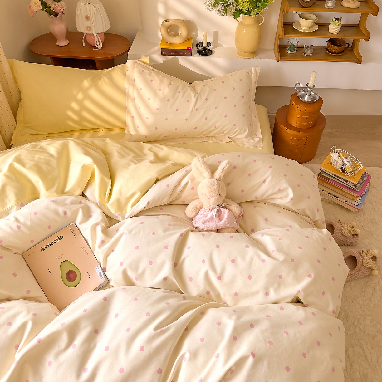 91家纺网 家纺一手货源 找家纺 DoDo 兜兜 2026年全棉纯棉ins风小清新四件套 波点奶盖-枕套1对波点