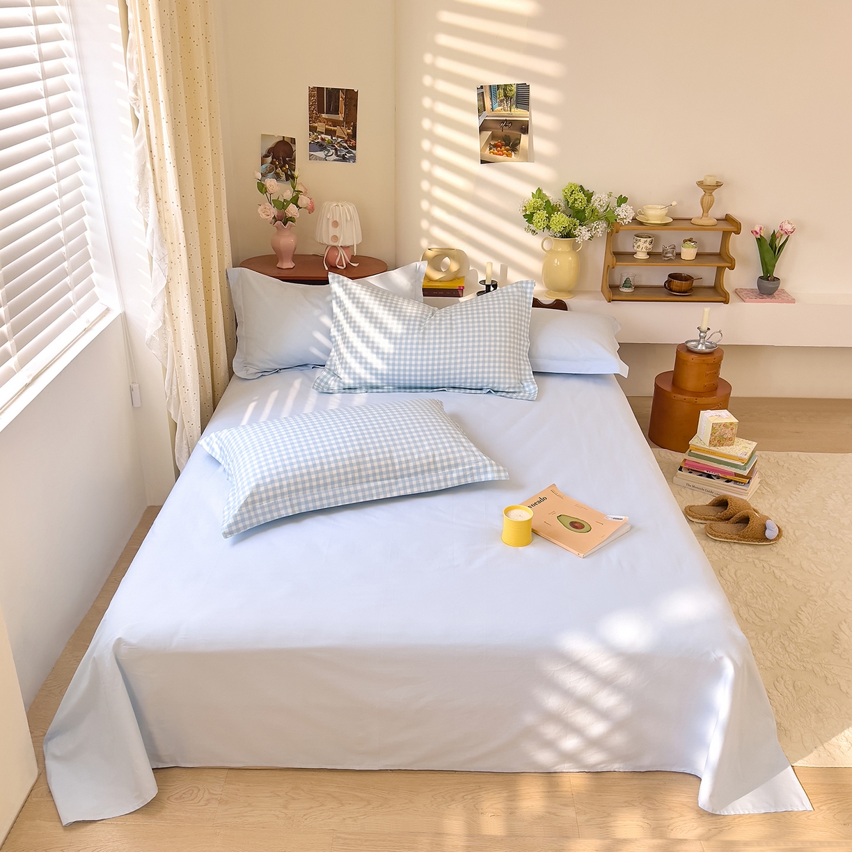 91家纺网 家纺一手货源 找家纺 DoDo 兜兜 2026年全棉纯棉ins风小清新四件套 晴空奶盖-枕套1对格子