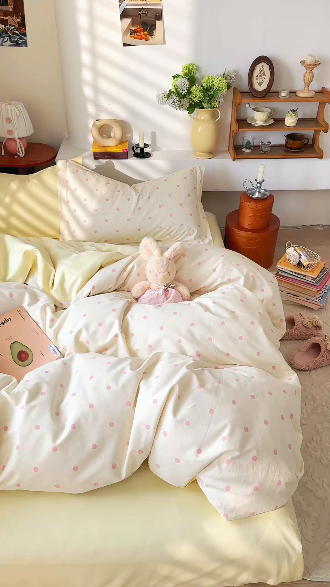 91家纺网 家纺一手货源 找家纺 DoDo 兜兜 2026年全棉纯棉ins风小清新四件套 波点奶盖-枕套混搭（波点+纯色）