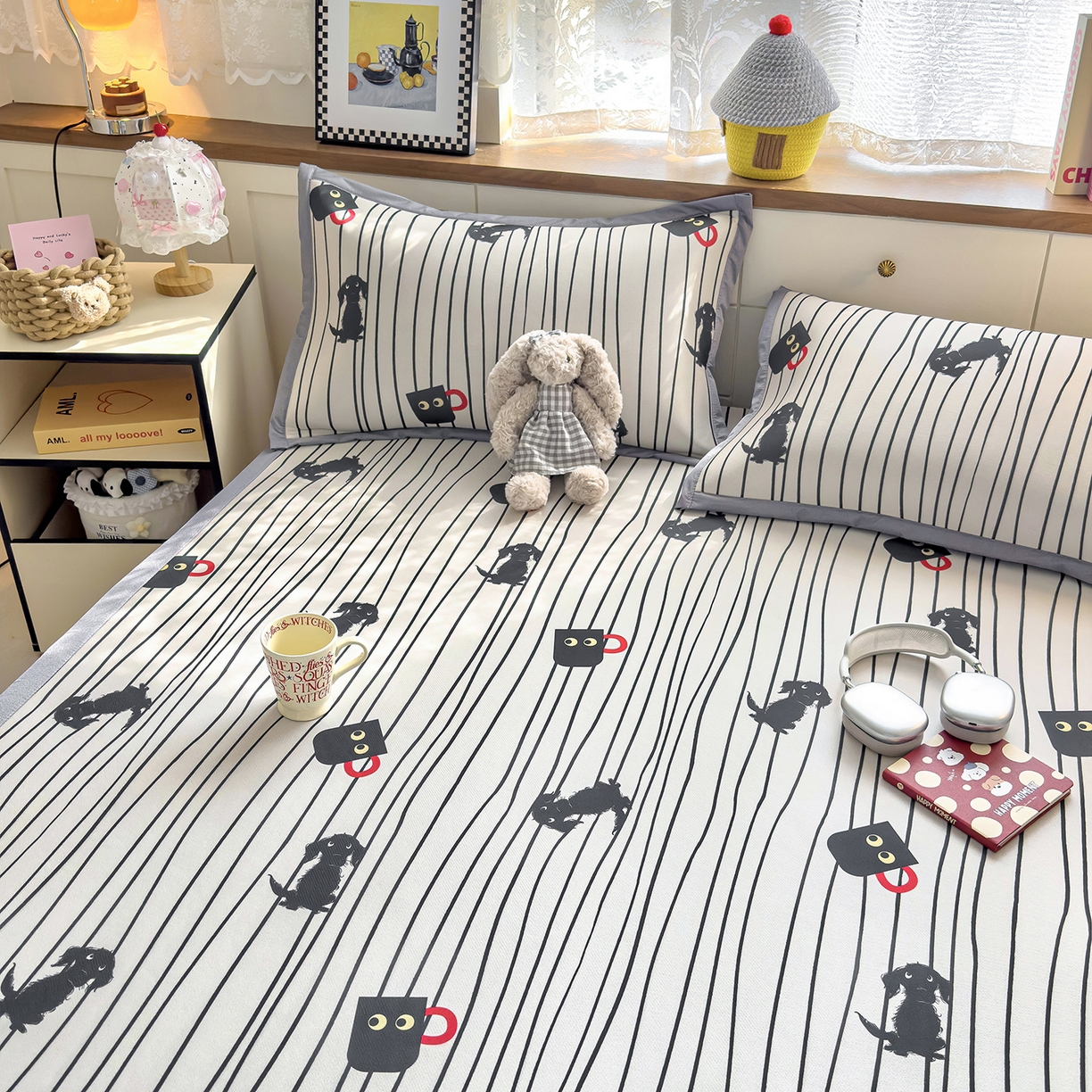 91家纺网 家纺一手货源 找家纺 圣比熊 2026新款烫光数码印花冰丝凉席 茶杯大