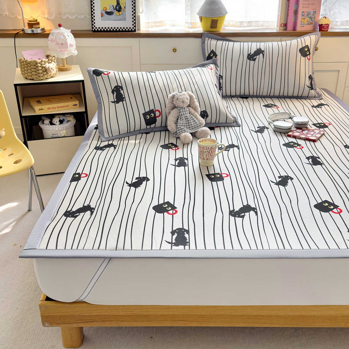 91家纺网 家纺一手货源 找家纺 圣比熊 2026新款烫光数码印花冰丝凉席 茶杯大