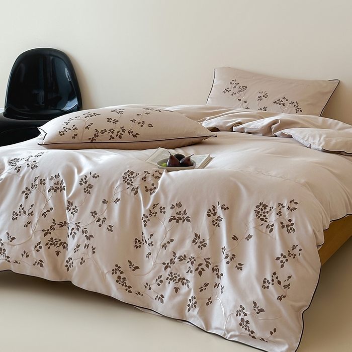 91家纺网 家纺一手货源 找家纺 （总）波比可可 2026春夏新款100支50s双股长绒棉纯棉全棉居家轻奢刺绣四件套