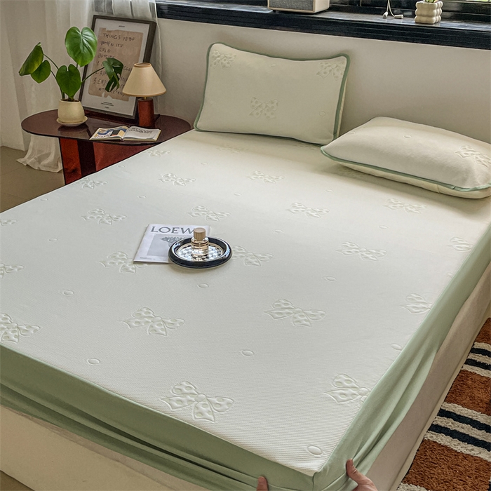 91家纺网 家纺一手货源 找家纺 席匠 2026新款亲肤舒适凉感凉席席子-蝴蝶结床笠款 蝴蝶结-绿