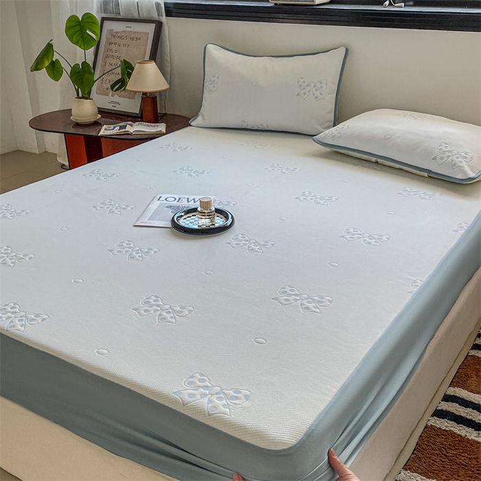 席匠 2026新款亲肤舒适凉感凉席席子-蝴蝶结床笠款 蝴蝶结-蓝