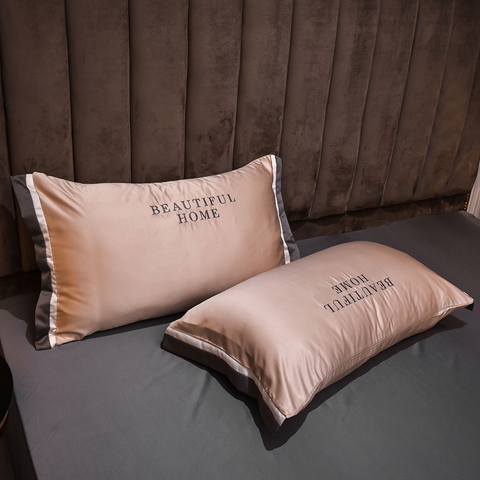 91家纺网 家纺一手货源 找家纺 首尔家纺 2026春夏新款水洗真丝绣花四件套寐系列 太妃咖