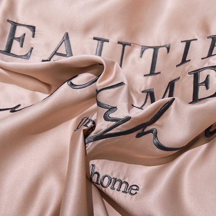 91家纺网 家纺一手货源 找家纺 首尔家纺 2026春夏新款水洗真丝绣花四件套寐系列 太妃咖