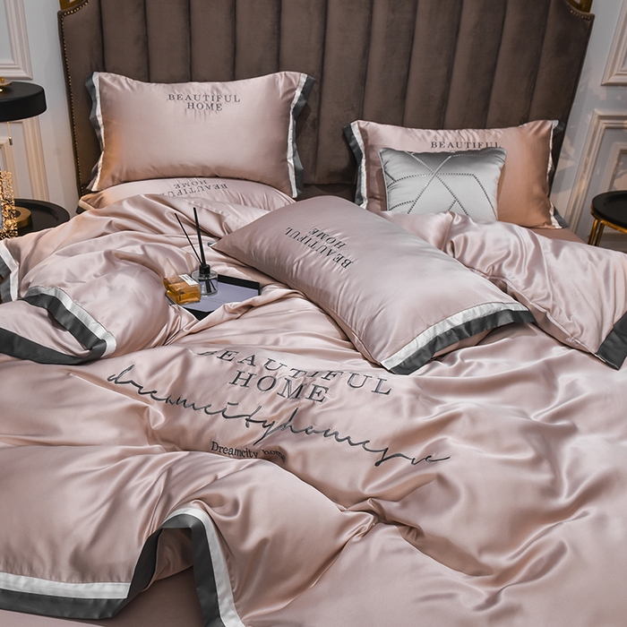 91家纺网 家纺一手货源 找家纺 首尔家纺 2026春夏新款水洗真丝绣花四件套寐系列 伯尼玉