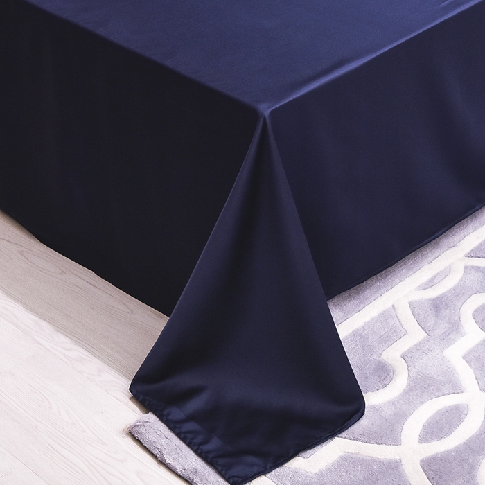 91家纺网 家纺一手货源 找家纺 首尔家纺 2026春夏新款水洗真丝绣花四件套寐系列 深蓝