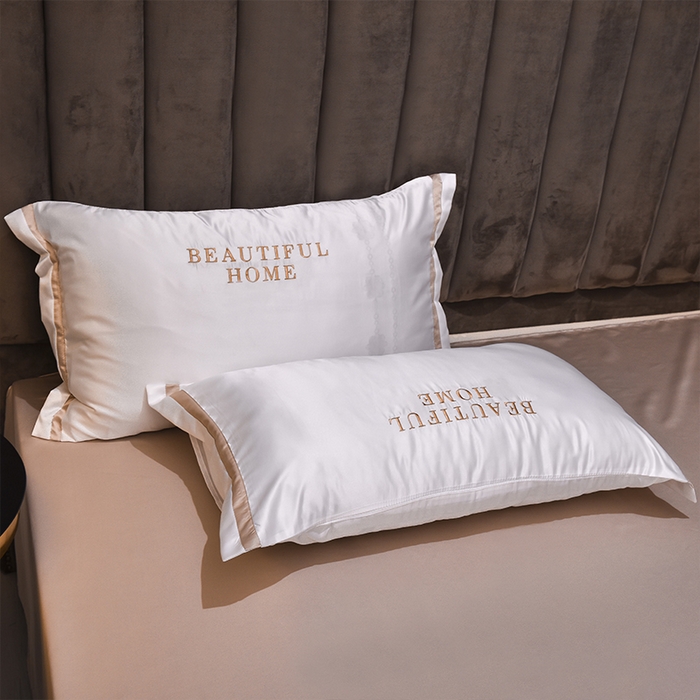 91家纺网 家纺一手货源 找家纺 首尔家纺 2026春夏新款水洗真丝绣花四件套寐系列 本白