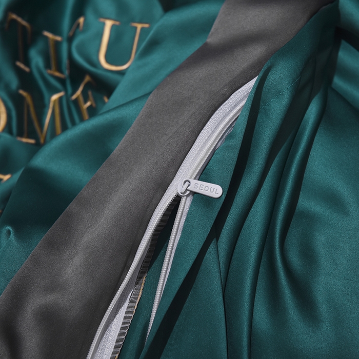 91家纺网 家纺一手货源 找家纺 首尔家纺 2026春夏新款水洗真丝绣花四件套寐系列 原野绿