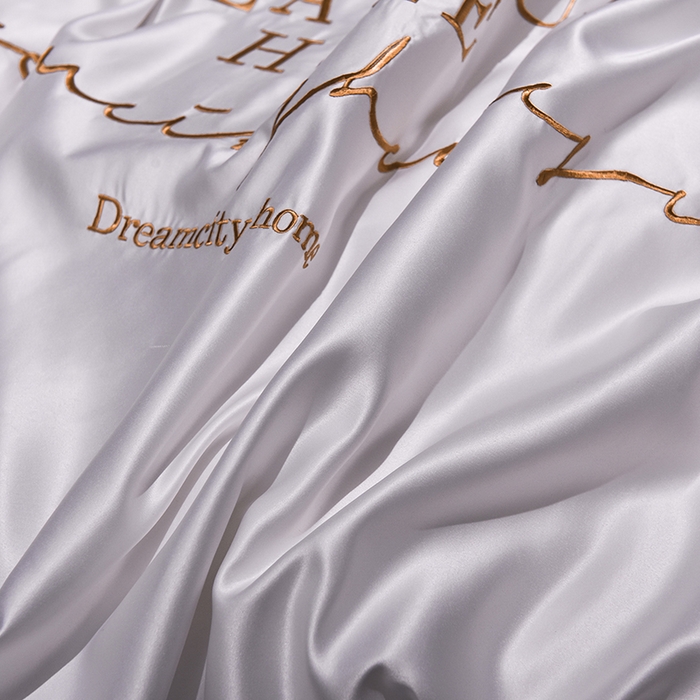 91家纺网 家纺一手货源 找家纺 首尔家纺 2026春夏新款水洗真丝绣花四件套寐系列 本白