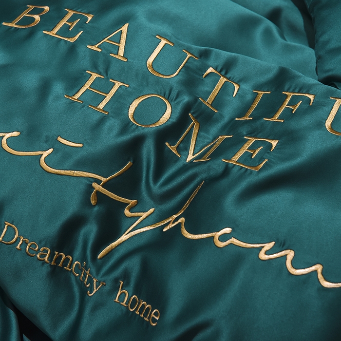 91家纺网 家纺一手货源 找家纺 首尔家纺 2026春夏新款水洗真丝绣花四件套寐系列 原野绿