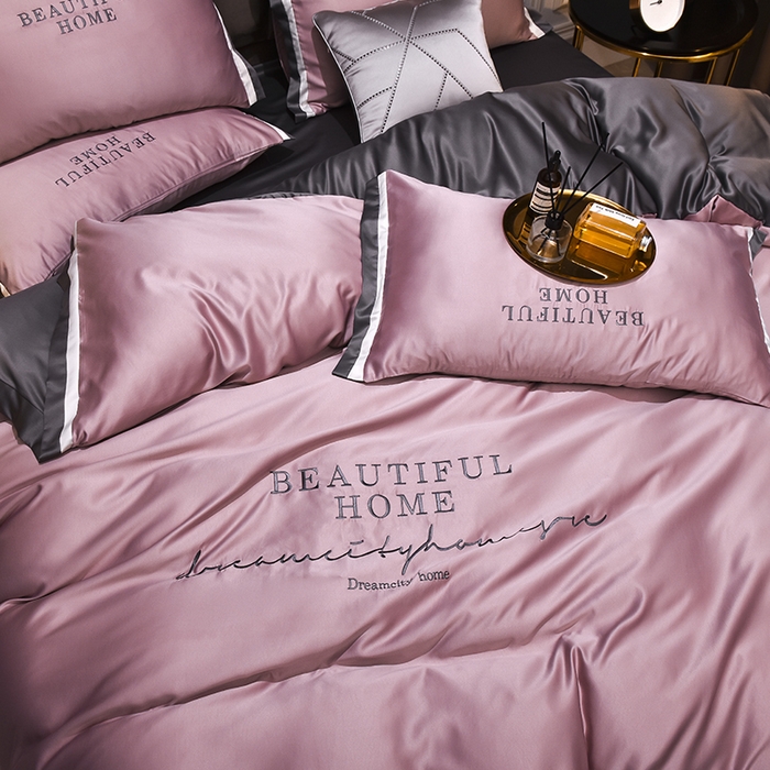 91家纺网 家纺一手货源 找家纺 首尔家纺 2026春夏新款水洗真丝绣花四件套寐系列 树莓