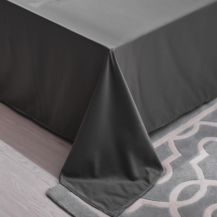 91家纺网 家纺一手货源 找家纺 首尔家纺 2026春夏新款水洗真丝绣花四件套寐系列 灰蓝