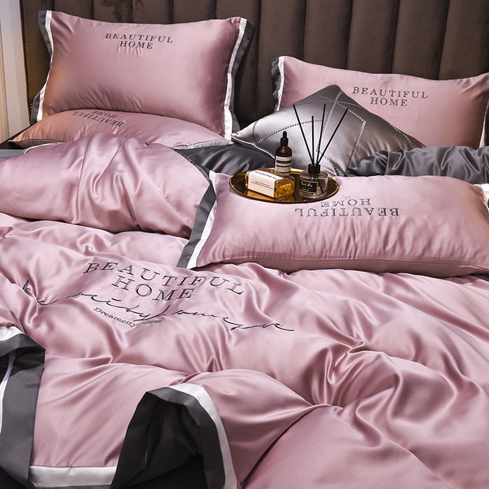 91家纺网 家纺一手货源 找家纺 首尔家纺 2026春夏新款水洗真丝绣花四件套寐系列 树莓